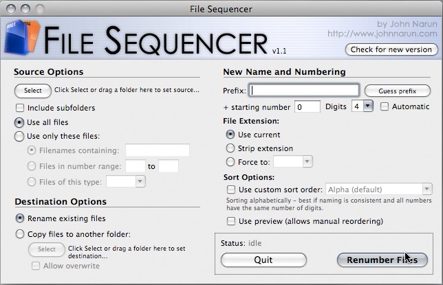 File Sequencer 1.3 : Main window