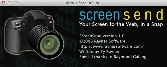 ScreenSend 1.0 : About window