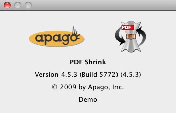 PDF Shrink 4.5 : About window