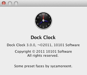 Dock Clock 3 3.0 : About window