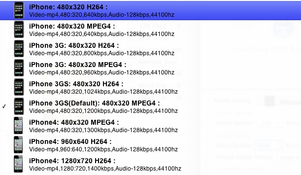 MacX Free iPhone Ripper for Mac 2.0 : Conversion profiles