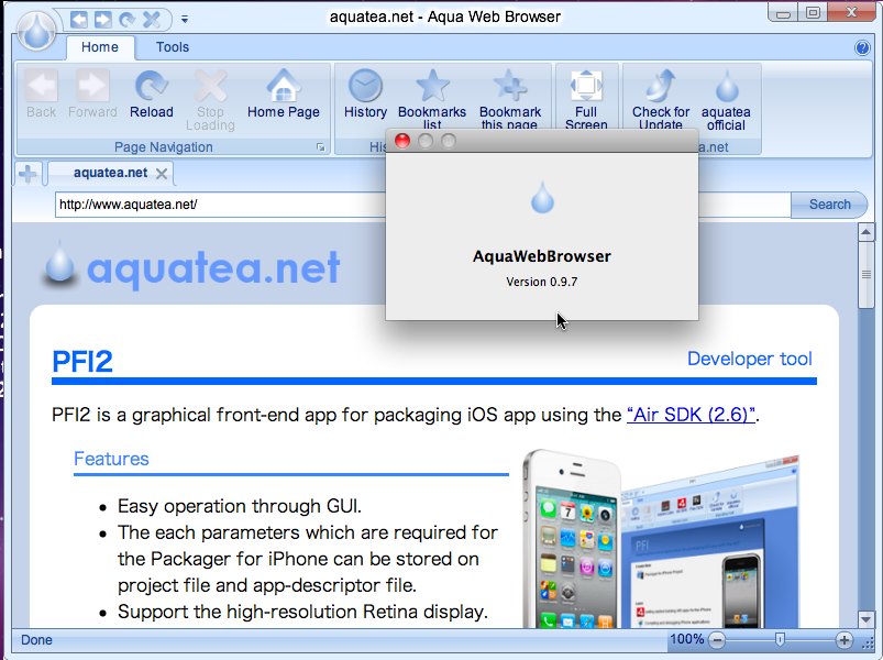 AquaWebBrowser 0.9 : Main window