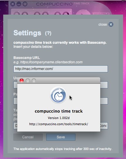 compuccino time track 1.0 : Main window
