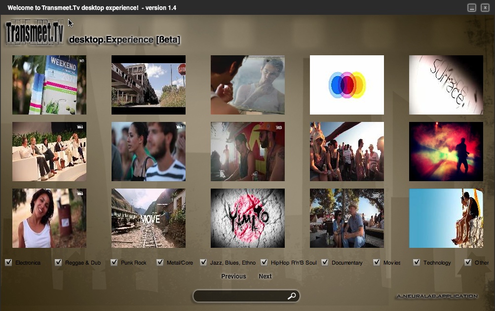 Transmeet.Tv Desktop Experience 1.4 beta : Main window
