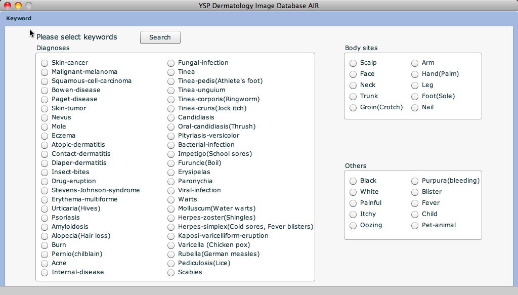 YSP Dermatology Image Database AIR 1.0 : Main window