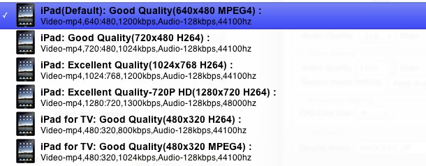 MacX Free DVD to iPad Ripper for Mac 2.0 : Profiles