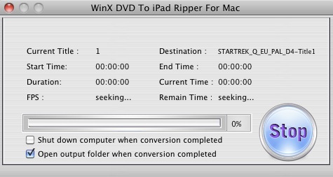 WinX iPad Ripper For Mac 3.0 : Converting
