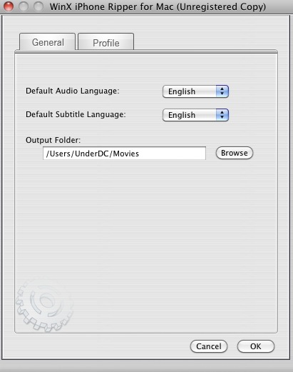 WinX iPhone Ripper for Mac 3.0 : Options
