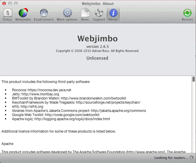 Webjimbo 2.6 : Main Window