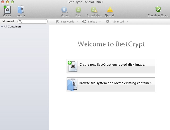 BestCrypt 1.2 : Main window