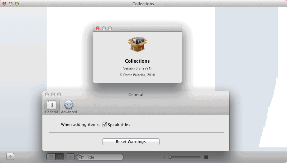 Collections 0.8 : Main Window