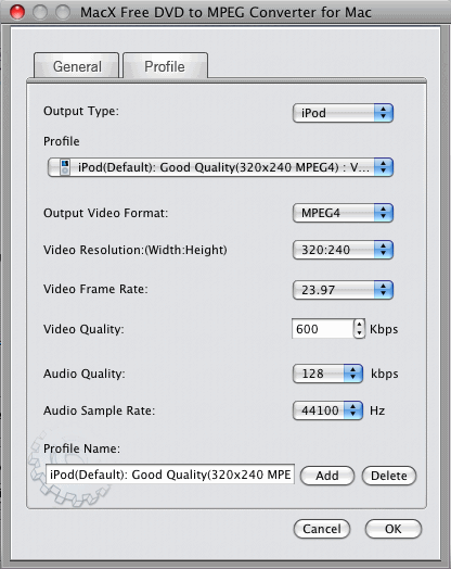 MacX Free DVD to MPEG Converter for Mac 2.0 : Preference Window