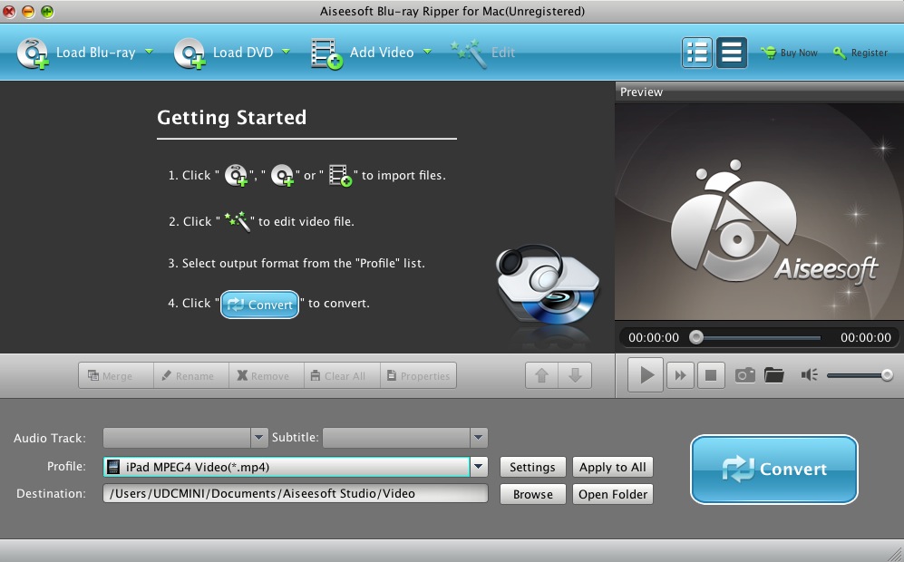 Aiseesoft Blu-ray Ripper for Mac 6.2 : Main window