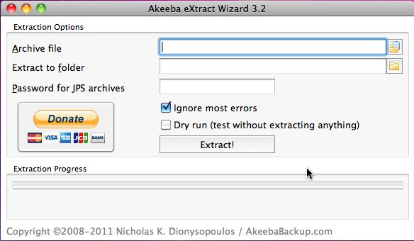 Akeeba eXtract Wizard 3.2 : Main window