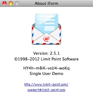 iForm 2.5 : About window