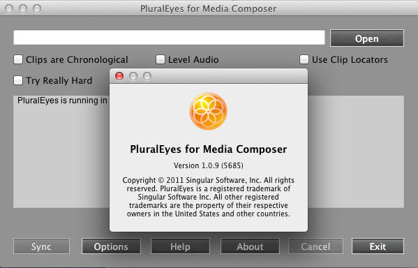 PluralEyes for Media Composer 1.0 : Main Window