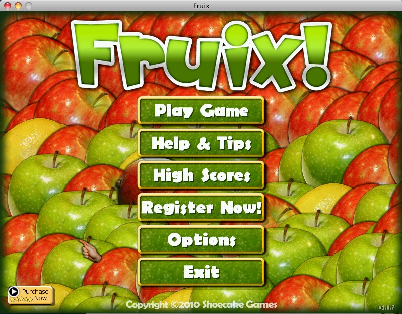 Fruix 1.0 : Main menu