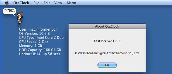OtaClock 1.2 : Main Screen