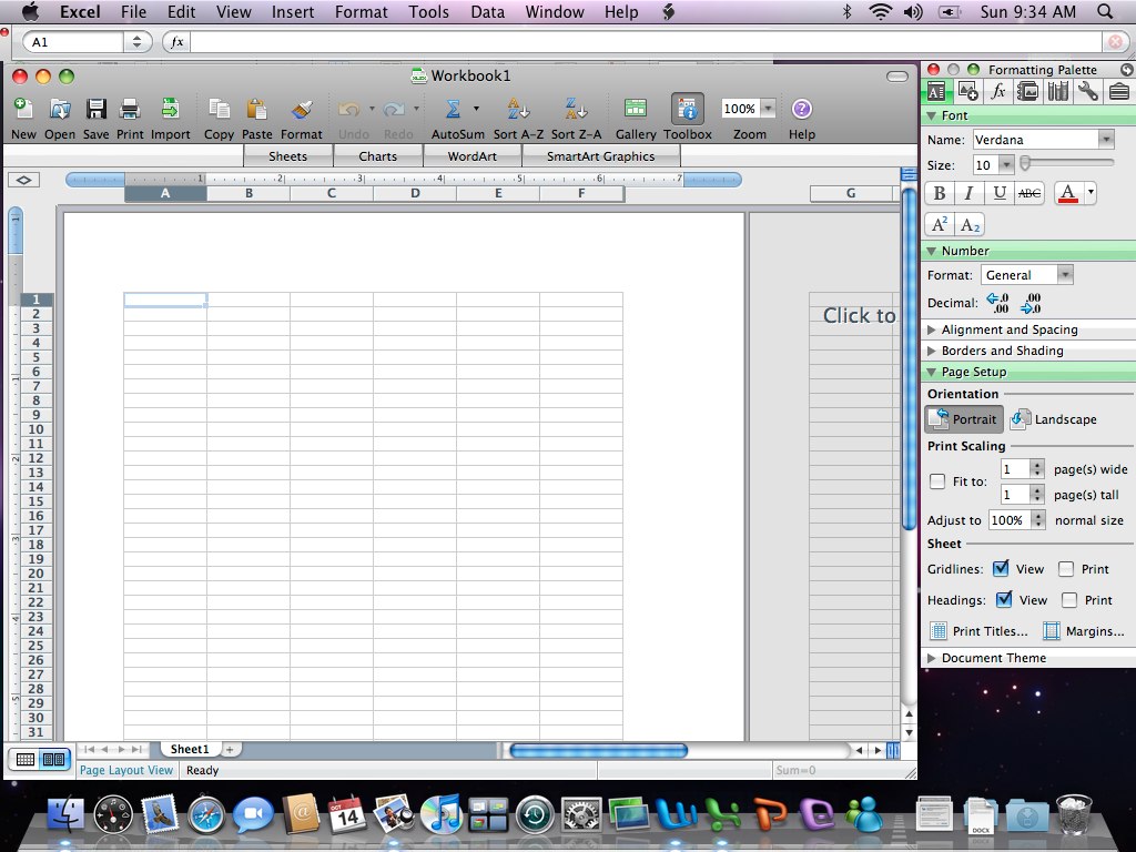 Microsoft Excel 14.0 : Main window