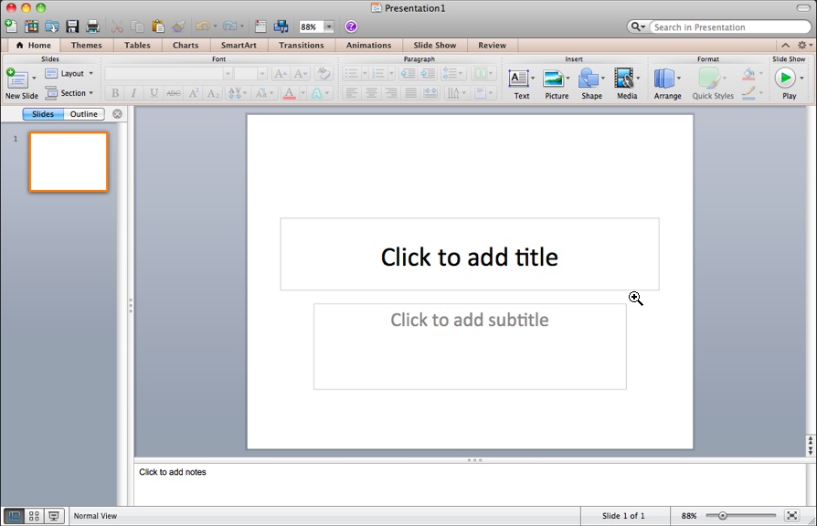 Microsoft PowerPoint 14.0 : Main window
