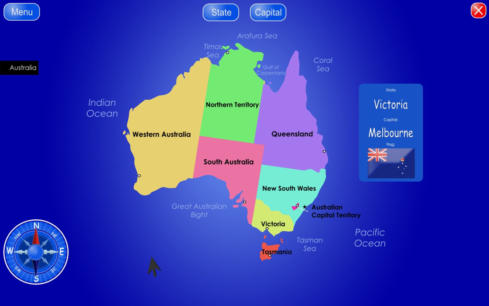 States and Territories of Australia 1.0 : Main window