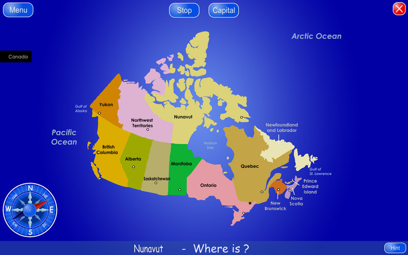 Provinces and Territories of Canada 1.1 : Provinces and Territories of Canada screenshot