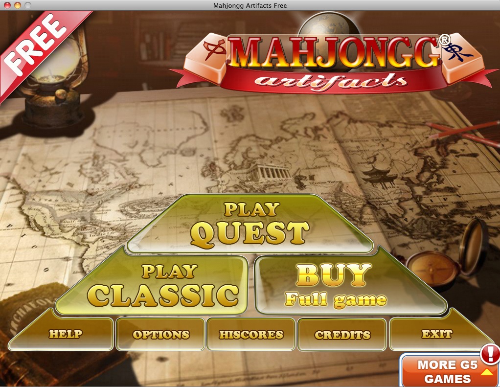 Mahjong Artifacts® 1.2 : Main menu