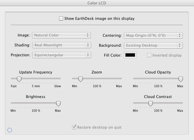 EarthDesk 5.7 : Display settings