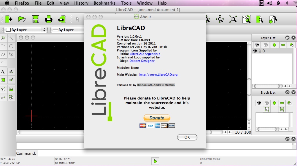 LibreCAD 1.0 : Main window