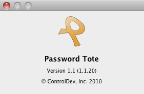 Password Tote for Mac OS X 1.1 : About window