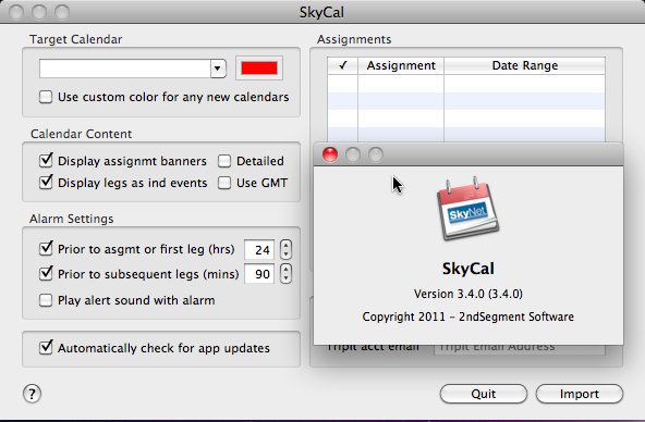 SkyCal 3.4 : Main window