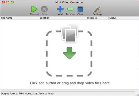 Mini Video Converter 1.1 : Main window