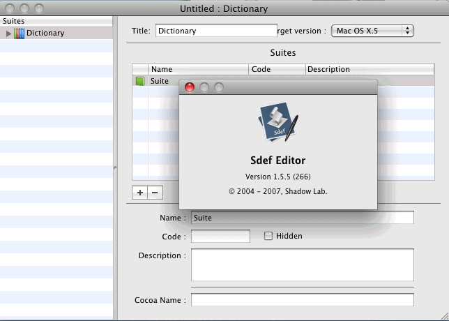Sdef Editor 1.5 : Main Window