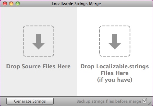 Localizable Strings Merge 1.7 : Main window