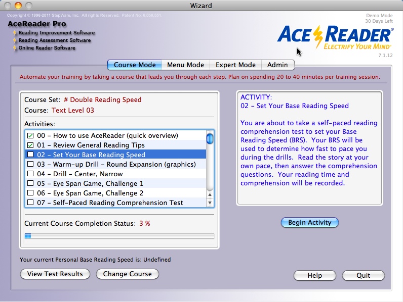 AceReader Pro 7.1 : Program Window