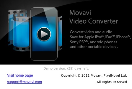 Movavi Video Converter 2.8 : About window