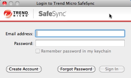 Trend Micro SafeSync 3.3 : Program Window