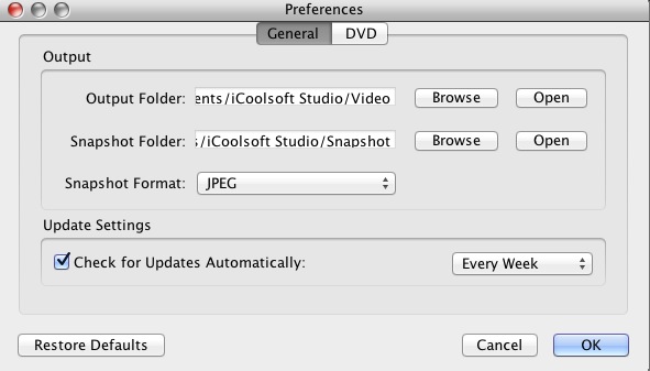 iCoolsoft DVD to MP3 Converter for Mac 5.0 : Preferences