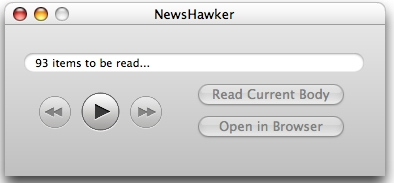 NewsHawker 1.1 : Main window