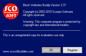 Block Websites Buddy 3.3 : About window