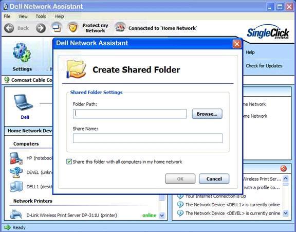 Dell Network Assistant 3.0 : Create a shared folder!