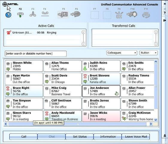 Mitel Unified Communicator Advanced 4.1 : Main window