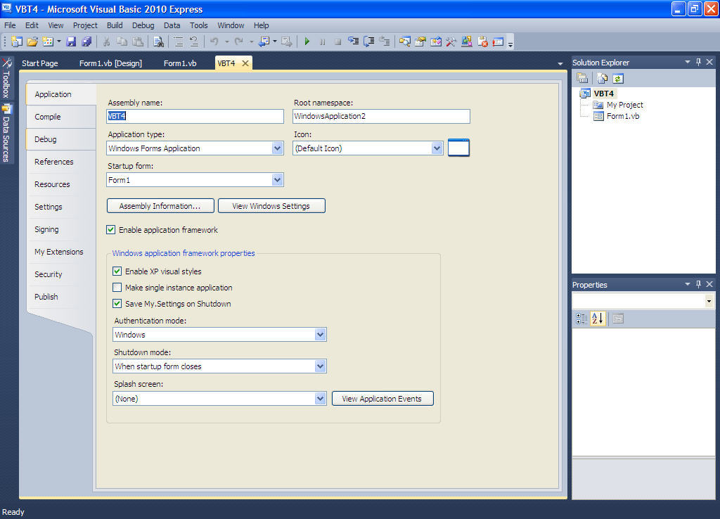 Microsoft Visual Basic 2010 Express 10.0 : Project Editor