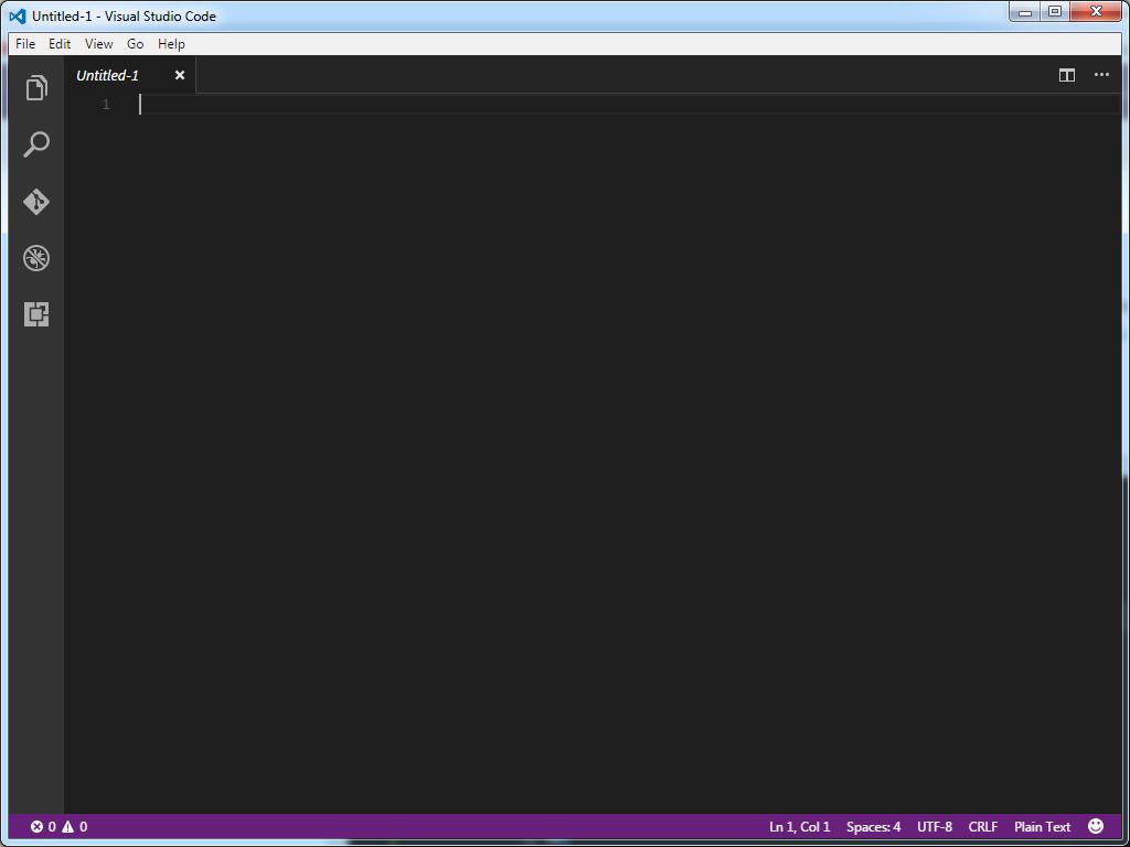 Microsoft Visual Studio Code 1.4 : Main window