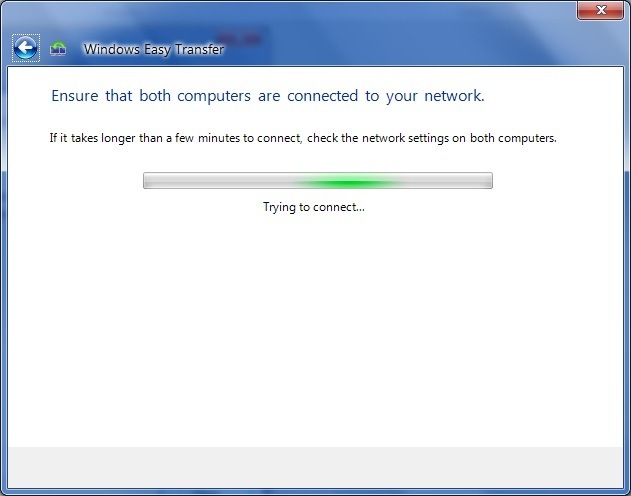 Windows Easy Transfer 6.3 : Trying to connect