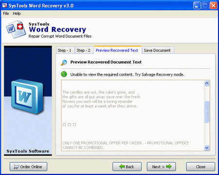 Word File Content Recovery 5.2 : Main Window