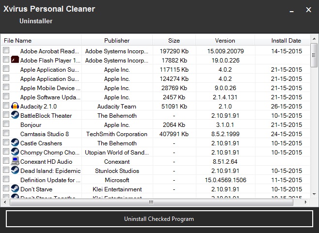 Xvirus Personal Cleaner 3.0 : Uninstaller