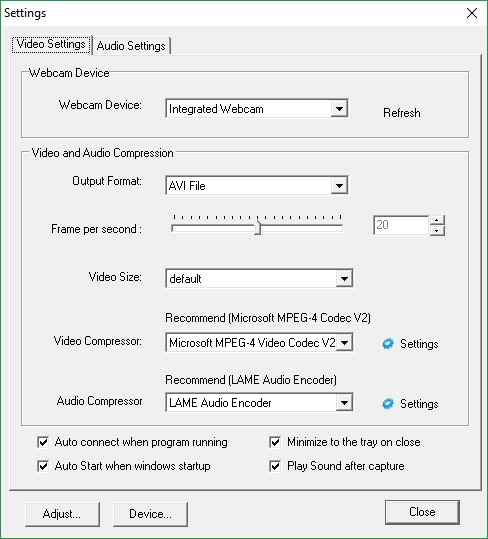 Zeallsoft Super Webcam Recorder 4.3 : Video Settings
