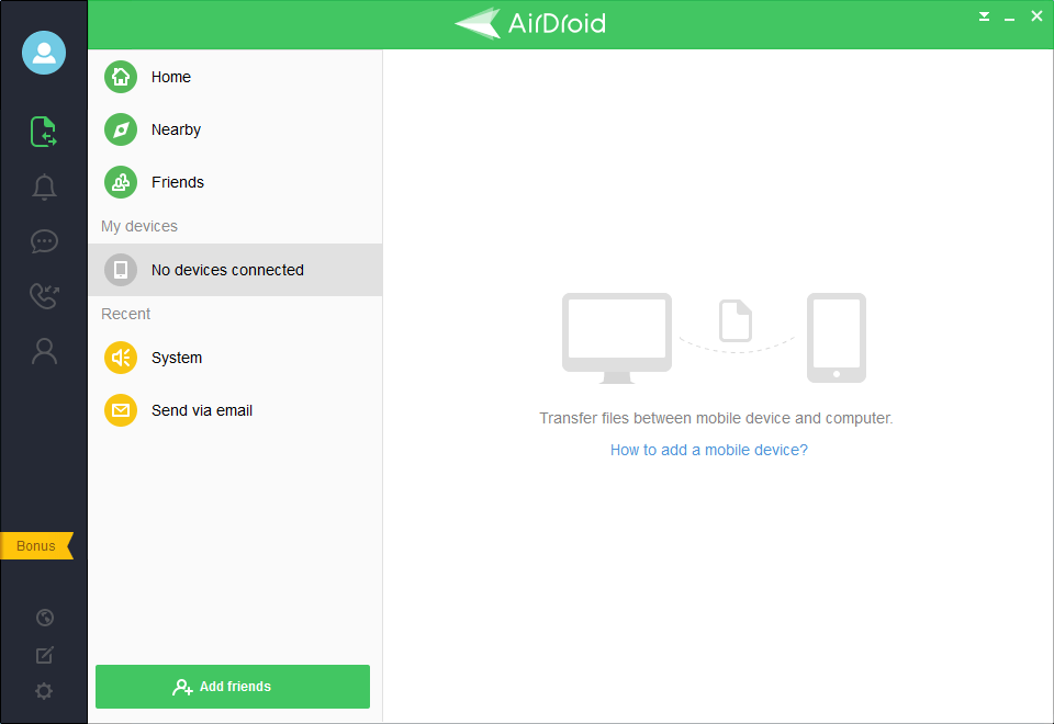 AirDroid 3.4 : Main window