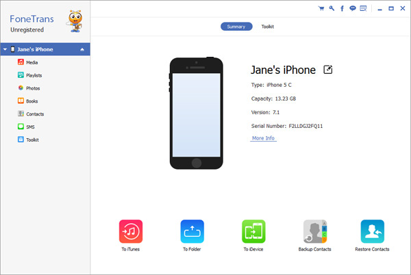 Aiseesoft FoneTrans 8.2 : Main Window